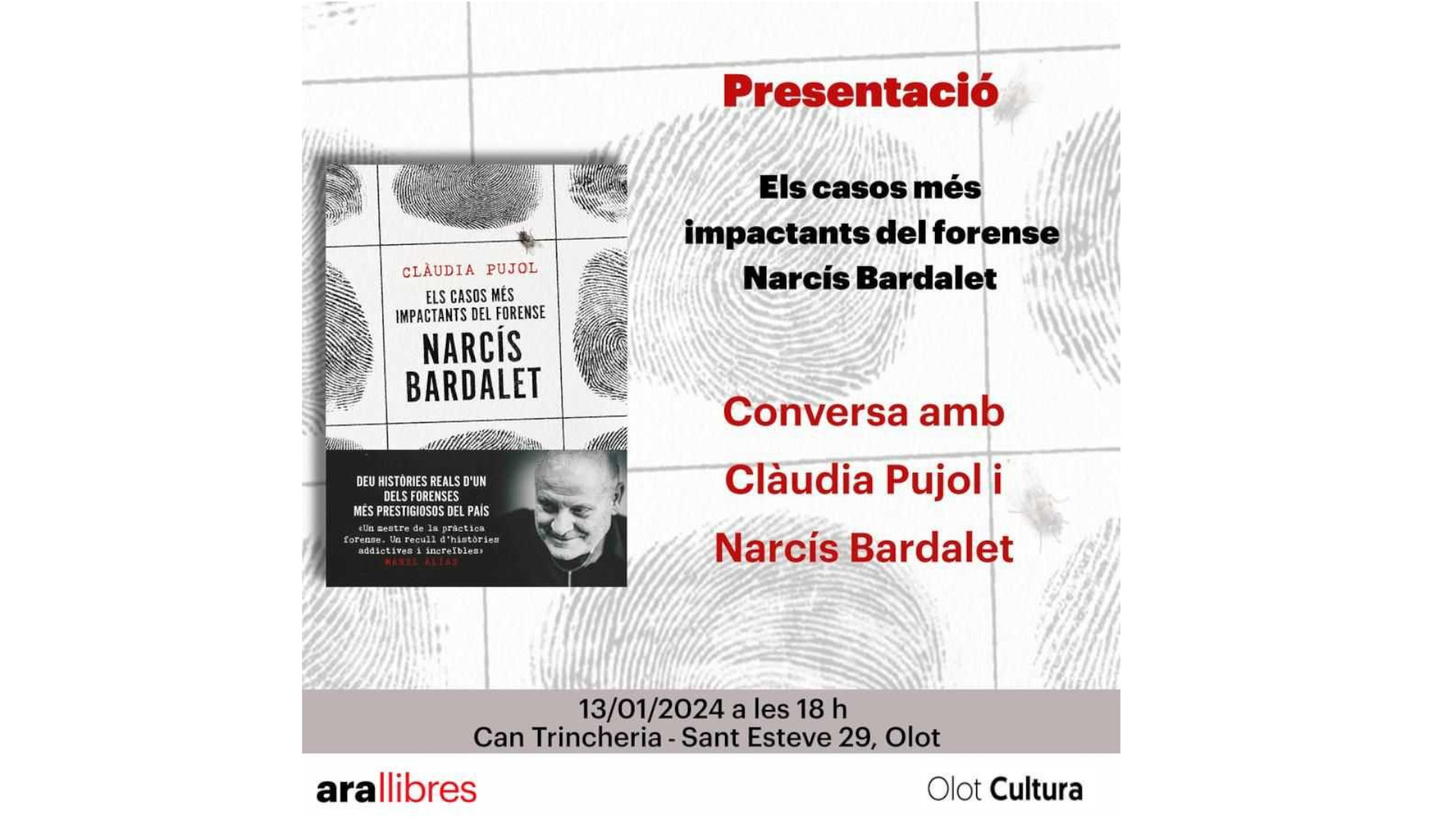 Presentació del llibre “Els casos més impactants del forense Narcís Bardalet”